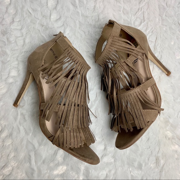 Taupe Fringe Sandal - Picture 4 of 8